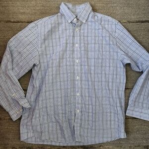 Izod Men's Light Blue Checkered Shirt - Long Sleeve